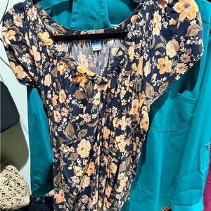 Old Navy Navy Blue Floral Women's Blouse